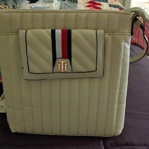 Tommy Hilfiger Ivory Crossbody Bag with Stripe Accent